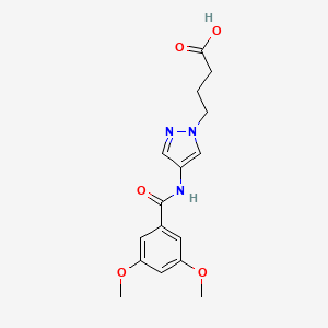 molecular formula C16H19N3O5 B6045686 4-{4-[(3,5-dimethoxybenzoyl)amino]-1H-pyrazol-1-yl}butanoic acid 
