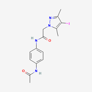 molecular formula C15H17IN4O2 B6045695 N-[4-(acetylamino)phenyl]-2-(4-iodo-3,5-dimethyl-1H-pyrazol-1-yl)acetamide 
