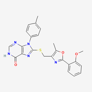 molecular formula C24H21N5O3S B6045699 8-({[2-(2-methoxyphenyl)-5-methyl-1,3-oxazol-4-yl]methyl}thio)-9-(4-methylphenyl)-1,9-dihydro-6H-purin-6-one 