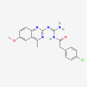 molecular formula C19H18ClN5O2 B6045710 N-{amino[(6-methoxy-4-methyl-2-quinazolinyl)amino]methylene}-2-(4-chlorophenyl)acetamide 