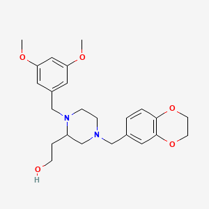 molecular formula C24H32N2O5 B6045755 2-[4-(2,3-dihydro-1,4-benzodioxin-6-ylmethyl)-1-(3,5-dimethoxybenzyl)-2-piperazinyl]ethanol 