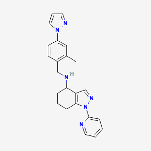 molecular formula C23H24N6 B6045759 N-[2-methyl-4-(1H-pyrazol-1-yl)benzyl]-1-(2-pyridinyl)-4,5,6,7-tetrahydro-1H-indazol-4-amine 