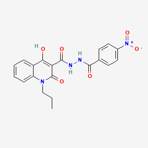 4-hydroxy-N'-{4-nitrobenzoyl}-2-oxo-1-propyl-1,2-dihydro-3-quinolinecarbohydrazide