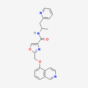 molecular formula C22H20N4O3 B6045777 2-[(5-isoquinolinyloxy)methyl]-N-[1-methyl-2-(2-pyridinyl)ethyl]-1,3-oxazole-4-carboxamide 