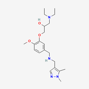 molecular formula C21H34N4O3 B6045789 1-(diethylamino)-3-[5-({[(1,5-dimethyl-1H-pyrazol-4-yl)methyl]amino}methyl)-2-methoxyphenoxy]-2-propanol 