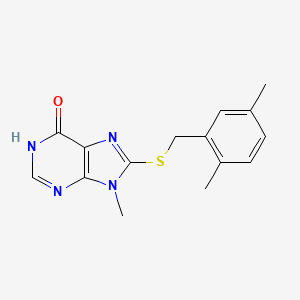 molecular formula C15H16N4OS B6045791 8-[(2,5-dimethylbenzyl)thio]-9-methyl-1,9-dihydro-6H-purin-6-one 