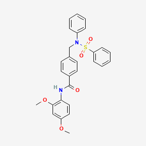 molecular formula C28H26N2O5S B6045793 N-(2,4-dimethoxyphenyl)-4-{[phenyl(phenylsulfonyl)amino]methyl}benzamide 