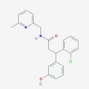 molecular formula C22H21ClN2O2 B6045807 3-(2-chlorophenyl)-3-(3-hydroxyphenyl)-N-[(6-methyl-2-pyridinyl)methyl]propanamide 