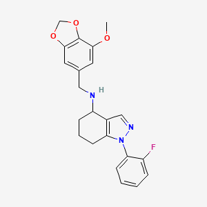1-(2-fluorophenyl)-N-[(7-methoxy-1,3-benzodioxol-5-yl)methyl]-4,5,6,7-tetrahydro-1H-indazol-4-amine