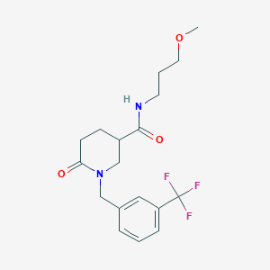molecular formula C18H23F3N2O3 B6045880 N-(3-methoxypropyl)-6-oxo-1-[3-(trifluoromethyl)benzyl]-3-piperidinecarboxamide 
