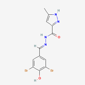 molecular formula C12H10Br2N4O2 B604589 N'-(3,5-dibromo-4-hydroxybenzylidene)-3-methyl-1H-pyrazole-5-carbohydrazide CAS No. 1310362-53-8