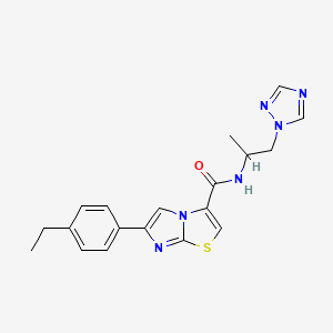 molecular formula C19H20N6OS B6045895 6-(4-ethylphenyl)-N-[1-methyl-2-(1H-1,2,4-triazol-1-yl)ethyl]imidazo[2,1-b][1,3]thiazole-3-carboxamide 