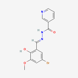 molecular formula C14H12BrN3O3 B604591 N'-(5-bromo-2-hydroxy-3-methoxybenzylidene)nicotinohydrazide CAS No. 329069-17-2