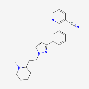 molecular formula C23H25N5 B6045912 2-(3-{1-[2-(1-methyl-2-piperidinyl)ethyl]-1H-pyrazol-3-yl}phenyl)nicotinonitrile 