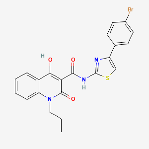molecular formula C22H18BrN3O3S B604596 N-[4-(4-bromophenyl)-1,3-thiazol-2-yl]-4-hydroxy-2-oxo-1-propyl-1,2-dihydro-3-quinolinecarboxamide CAS No. 330817-58-8