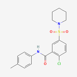 molecular formula C19H21ClN2O3S B6045979 2-chloro-N-(4-methylphenyl)-5-(1-piperidinylsulfonyl)benzamide 