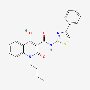 molecular formula C23H21N3O3S B604599 1-butyl-4-hydroxy-2-oxo-N-(4-phenyl-1,3-thiazol-2-yl)-1,2-dihydro-3-quinolinecarboxamide CAS No. 330817-50-0
