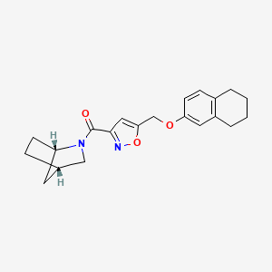 molecular formula C21H24N2O3 B6046029 (1S*,4S*)-2-({5-[(5,6,7,8-tetrahydro-2-naphthalenyloxy)methyl]-3-isoxazolyl}carbonyl)-2-azabicyclo[2.2.1]heptane 