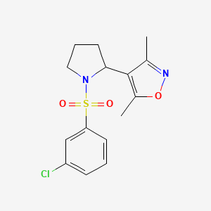 molecular formula C15H17ClN2O3S B6046030 4-{1-[(3-chlorophenyl)sulfonyl]-2-pyrrolidinyl}-3,5-dimethylisoxazole 