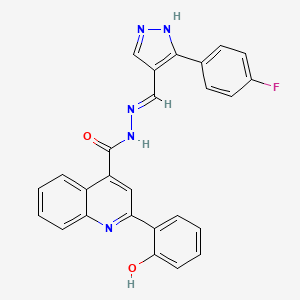 molecular formula C26H18FN5O2 B6046032 N'-{[3-(4-fluorophenyl)-1H-pyrazol-4-yl]methylene}-2-(2-hydroxyphenyl)-4-quinolinecarbohydrazide 
