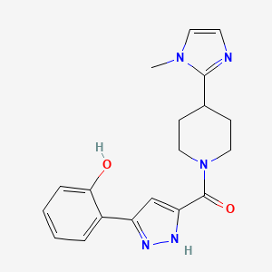 molecular formula C19H21N5O2 B6046062 2-(5-{[4-(1-methyl-1H-imidazol-2-yl)-1-piperidinyl]carbonyl}-1H-pyrazol-3-yl)phenol 
