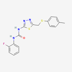 molecular formula C17H15FN4OS2 B6046086 N-(2-fluorophenyl)-N'-(5-{[(4-methylphenyl)thio]methyl}-1,3,4-thiadiazol-2-yl)urea 