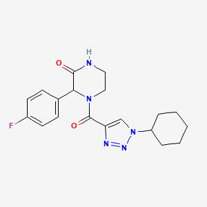 molecular formula C19H22FN5O2 B6046091 4-[(1-cyclohexyl-1H-1,2,3-triazol-4-yl)carbonyl]-3-(4-fluorophenyl)-2-piperazinone 