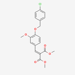 molecular formula C20H19ClO6 B6046101 dimethyl {4-[(4-chlorobenzyl)oxy]-3-methoxybenzylidene}malonate 