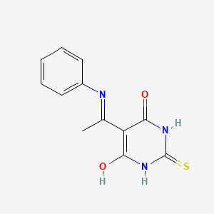 molecular formula C12H11N3O2S B6046106 5-(1-anilinoethylidene)-2-thioxodihydro-4,6(1H,5H)-pyrimidinedione 