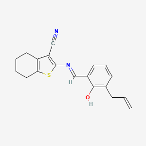 molecular formula C19H18N2OS B604611 (E)-2-((3-allyl-2-hydroxybenzylidene)amino)-4,5,6,7-tetrahydrobenzo[b]thiophene-3-carbonitrile CAS No. 5302-68-1