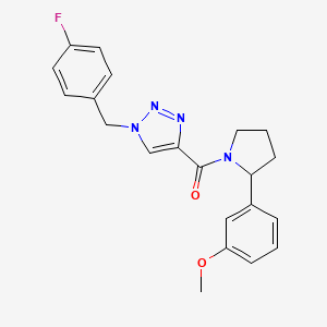 molecular formula C21H21FN4O2 B6046128 1-(4-fluorobenzyl)-4-{[2-(3-methoxyphenyl)-1-pyrrolidinyl]carbonyl}-1H-1,2,3-triazole 