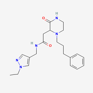 N-[(1-ethyl-1H-pyrazol-4-yl)methyl]-2-[3-oxo-1-(3-phenylpropyl)-2-piperazinyl]acetamide