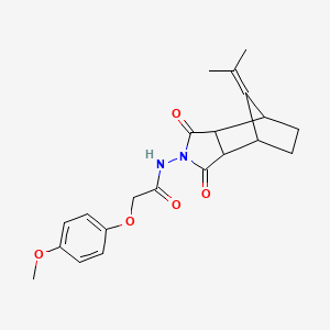 molecular formula C21H24N2O5 B6046153 2-(4-methoxyphenoxy)-N-[10-(1-methylethylidene)-3,5-dioxo-4-azatricyclo[5.2.1.0~2,6~]dec-4-yl]acetamide 