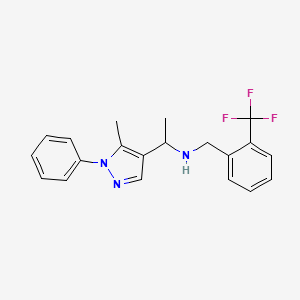 molecular formula C20H20F3N3 B6046181 1-(5-methyl-1-phenyl-1H-pyrazol-4-yl)-N-[2-(trifluoromethyl)benzyl]ethanamine 