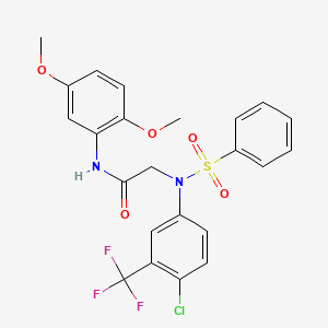 molecular formula C23H20ClF3N2O5S B6046195 N~2~-[4-chloro-3-(trifluoromethyl)phenyl]-N~1~-(2,5-dimethoxyphenyl)-N~2~-(phenylsulfonyl)glycinamide 