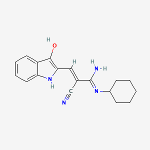 molecular formula C18H20N4O B604620 3-amino-3-(cyclohexylamino)-2-[(3-oxo-1,3-dihydro-2H-indol-2-ylidene)methyl]acrylonitrile CAS No. 171853-03-5