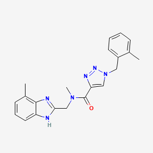 molecular formula C21H22N6O B6046201 N-methyl-N-[(7-methyl-1H-benzimidazol-2-yl)methyl]-1-(2-methylbenzyl)-1H-1,2,3-triazole-4-carboxamide 