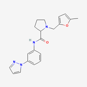 molecular formula C20H22N4O2 B6046203 1-[(5-methyl-2-furyl)methyl]-N-[3-(1H-pyrazol-1-yl)phenyl]prolinamide 