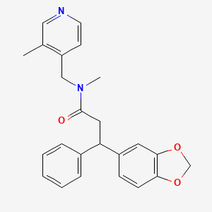 molecular formula C24H24N2O3 B6046234 3-(1,3-benzodioxol-5-yl)-N-methyl-N-[(3-methyl-4-pyridinyl)methyl]-3-phenylpropanamide 