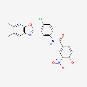 molecular formula C23H18ClN3O5 B6046266 N-[4-chloro-3-(5,6-dimethyl-1,3-benzoxazol-2-yl)phenyl]-4-methoxy-3-nitrobenzamide 