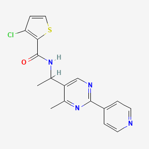 molecular formula C17H15ClN4OS B6046268 3-chloro-N-{1-[4-methyl-2-(4-pyridinyl)-5-pyrimidinyl]ethyl}-2-thiophenecarboxamide 