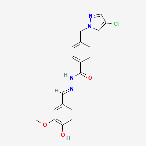 molecular formula C19H17ClN4O3 B6046271 4-[(4-chloro-1H-pyrazol-1-yl)methyl]-N'-(4-hydroxy-3-methoxybenzylidene)benzohydrazide 