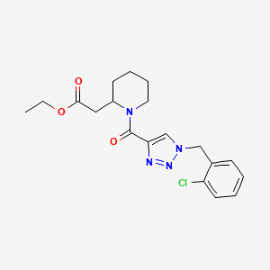 molecular formula C19H23ClN4O3 B6046286 ethyl (1-{[1-(2-chlorobenzyl)-1H-1,2,3-triazol-4-yl]carbonyl}-2-piperidinyl)acetate 