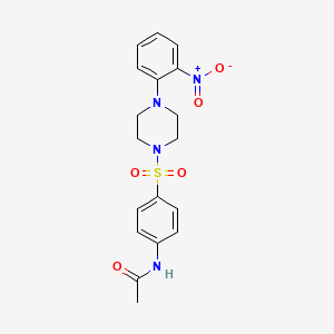 molecular formula C18H20N4O5S B6046291 N-(4-{[4-(2-nitrophenyl)-1-piperazinyl]sulfonyl}phenyl)acetamide 