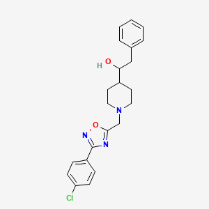 molecular formula C22H24ClN3O2 B6046308 1-(1-{[3-(4-chlorophenyl)-1,2,4-oxadiazol-5-yl]methyl}-4-piperidinyl)-2-phenylethanol 