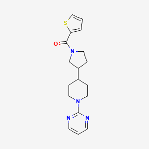 molecular formula C18H22N4OS B6046348 2-{4-[1-(2-thienylcarbonyl)-3-pyrrolidinyl]-1-piperidinyl}pyrimidine 