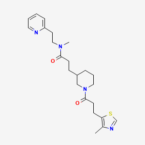 molecular formula C23H32N4O2S B6046361 N-methyl-3-{1-[3-(4-methyl-1,3-thiazol-5-yl)propanoyl]-3-piperidinyl}-N-[2-(2-pyridinyl)ethyl]propanamide 
