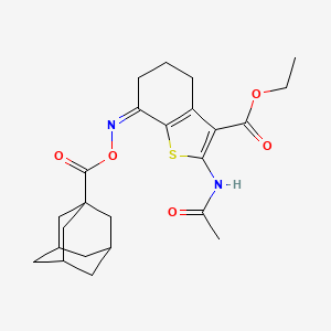 molecular formula C24H30N2O5S B604637 Ethyl 2-(acetylamino)-7-{[(1-adamantylcarbonyl)oxy]imino}-4,5,6,7-tetrahydro-1-benzothiophene-3-carboxylate CAS No. 333774-48-4