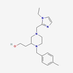 molecular formula C20H30N4O B6046371 2-[4-[(1-ethyl-1H-imidazol-2-yl)methyl]-1-(4-methylbenzyl)-2-piperazinyl]ethanol 