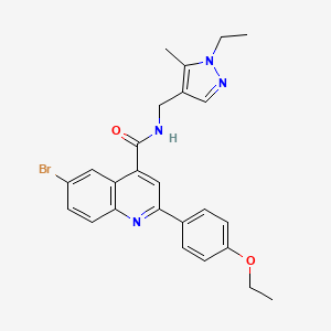 molecular formula C25H25BrN4O2 B6046388 6-bromo-2-(4-ethoxyphenyl)-N-[(1-ethyl-5-methyl-1H-pyrazol-4-yl)methyl]-4-quinolinecarboxamide 